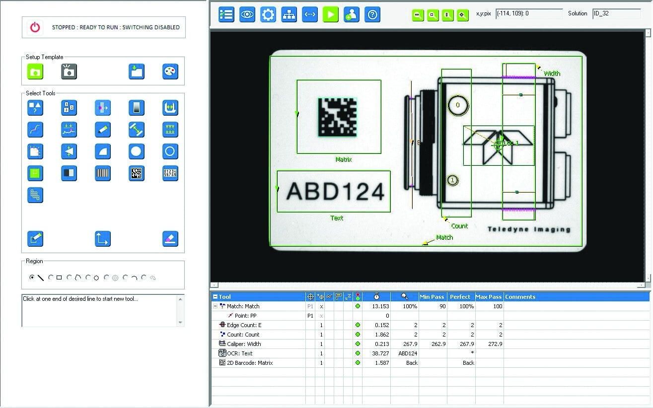 User interface BOA Spot XL Vision Sensors.