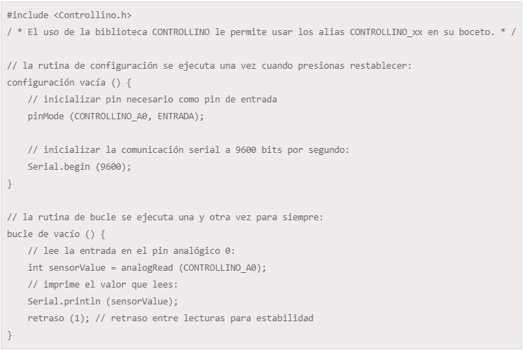 Còdigo de configuraciòn PLC's Controllino.