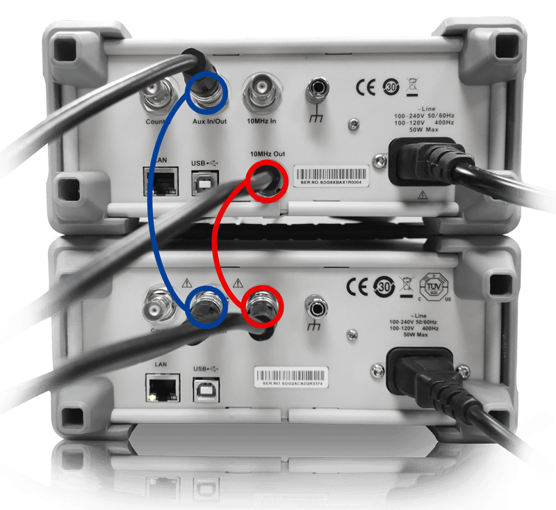 Connect Master 10 MHz Out to Slave 10 MHz In.