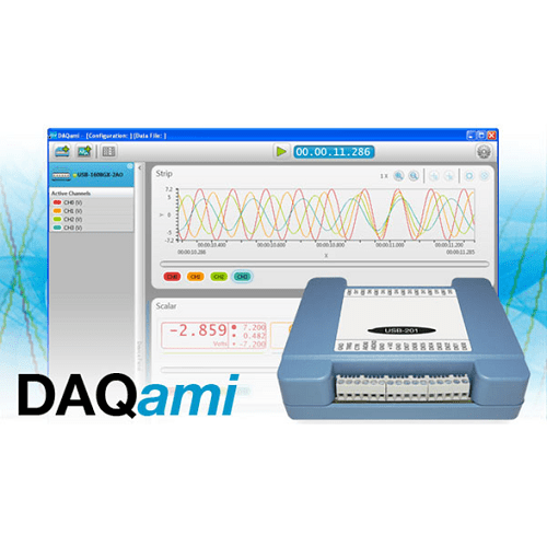 DAQami proporciona una interfaz “drag and drop” fácil de usar que hace la adquisición, visualización y registro de datos una tarea rápida y sencilla.